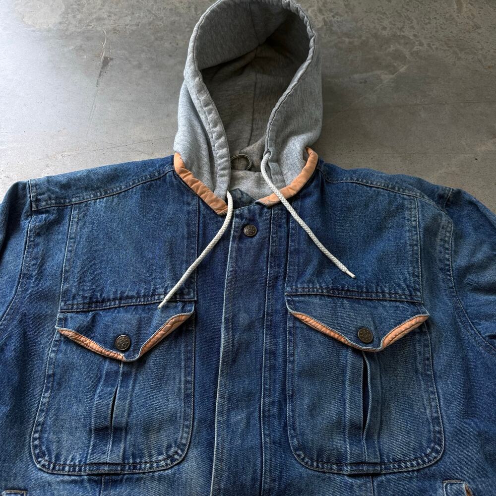 Vintage 90’s Canyon River Blues Hooded Sweatshirt Lined Denim Jacket Size Medium - Picture 4 of 14